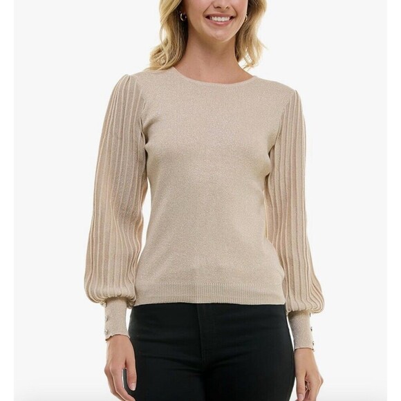 Nanette Lepore Tops - Lepore women’s long sleeve blouse Knit Pullover Sweater champagne L